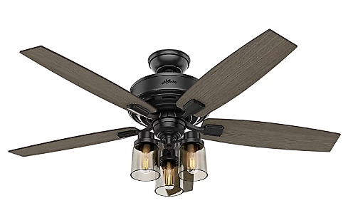 Brushed Nickel And Matte Black Hunter 5 Blade Ceiling Fan Home Interiors Beyond Matte Black Hunter 5 Blade Ceiling Fan, Black Blade Ceiling Fan